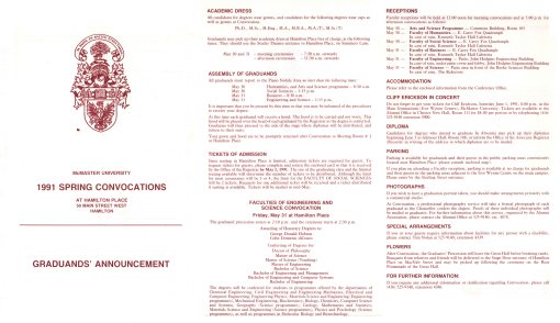 91.May - Hamilton · Gabriel Dusil (McMaster University, Convocation Announcement)