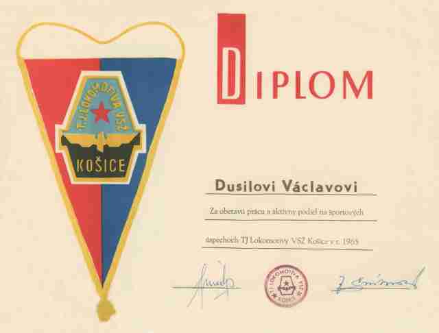 65 - Košice · Document, Vaclav Dusil (judo Diplom, Zá obetavú prácu)