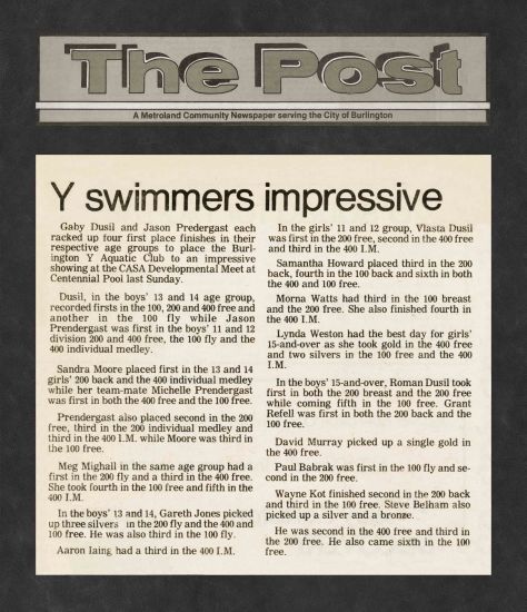 83.Apr.10 - Burlington · Post, Swimmers Impressive (BYAC swimming)