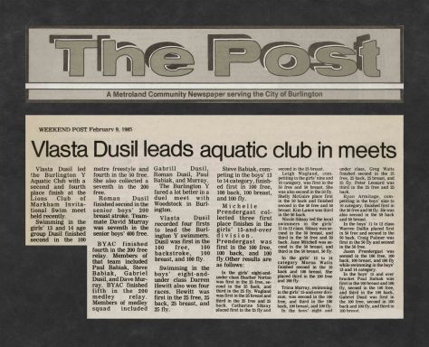 85.Feb.9 - Burlington · Post, Vlasta Dusil Leads Aquatic Club in Meets (BYAC swimming)